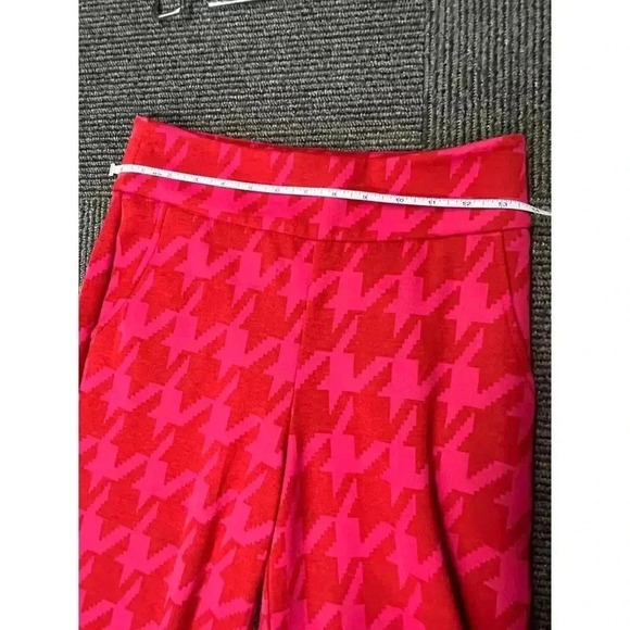 ISLE by Melli Rayan Retro Pink Houndstooth Wide Leg Pants Statement Trousers - Picture 6 of 8